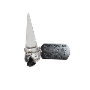 Thank You Dad Dog Tag Keychain Silver Metal Alloy